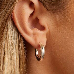 Gorjana Silver Plated Lou Hoop Earrings Bold Thick Hoop Earrings